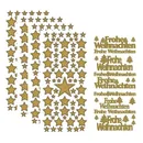 Klebesticker Sterne & Weihnachten, gold, 23 x 10 cm, 5 Bogen