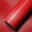 COSMOS STAR™ 3D Matte Red Carbon Fiber Car Vinyl Wrap Roll Self Adhesive Film with Air Release Technology (24 x 60)