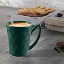 Indulge Homes® 'Diamond Cut Sea Green' Stoneware Ceramic Coffee Mug Microwave Safe Dishwasher Safe Modern Coffee Mugs with Handle for Tea Coffee Latte Cappuccino (300 ml, Set of 1)