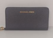 Michael Kors Cuero Negro Tarjeta de Crédito Identificación Teléfono Pequeño Billetera Muñequera 6"x 3.25"