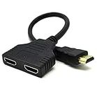 GR Deals HDMI Male to Dual HDMI Female HDMI Cable 1 to 2 Way Splitter Adapter Cable 1080P Converter (Compatible with TV, Black LCD/LED, DVD/Laptops