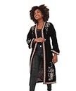 Joe Browns Women's Boutique Embroidered Longline Kimono Style Velvet Jacket, Black, 14