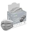 LIVYOR Non-Woven Fabric Disposable Surgical Mask With Nose Clip and Soft Ear Loops (Grey, Pack of 100) for Unisex, Without Valve