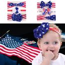 6pc Baby Girls Bowknot Headbands 4th of July Independence Day USA Flag Hairbands