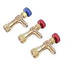 3Pcs R410A R22 R410 Refrigeration Air Conditioning Valve Safety Adapter Fitting 1/4" 5/16" Inch Male/Famale Refrigeration Tool Charging Hose Valves