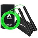 Athverv Pro Freestyle Long Handles Jump Rope, 4mm Skipping Rope for tricks (Green/Black)