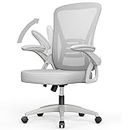 rattantree Office Chair, Mid Back Ergonomic Desk Chair with Flip-up Armrest, Computer Swivel Chair with Back Support, Adjustable Conference Executive Manager Chair for Home/Office Use-Grey