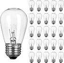 26 Pack S14 Light Bulbs 11 Watt Warm Commercial Grade Replacement Incandescent Glass Bulbs with E26 Medium Base for Outdoor Patio Garden Vintage String Lights
