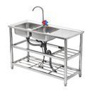 Double Bowl Compartment Commercial Kitchen Sink Stainless Steel Home Restaurant