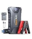 YaberAuto Jump Starter Power Pack,2000A Car Battery Booster Jump Starter,Car Jump Starter for 5.5L Diesel or 7L Petrol Engines, Portable Jump Pack with Jump Leads,LED Flashlight,USB C Input