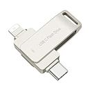 BEIMI USB Flash Drive 128GB for iPhone Photo Stick and Android USB C Flash Drive 2in1 Thumb Drive External Storage for iPhone 15 USB C Devices Pad Pro Air Mac-Book Pro and Computers Silver 128G