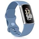 Tobfit Watch Strap Compatible with Fitbit Charge 5/6 (Watch Not Included), Removable Soft Belts for Charge 5 Wristband, Smartwatch Band for Men & Women (S, Blue)