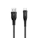 Vibetex Nylon Type C short cable for charging and data cable Compatible with Smartphones for Laptop and Power Bank (Nylon, Black)