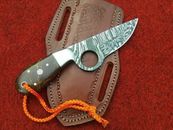 Cuchillo de vaquero personalizado hecho a mano Damasco skinner acero exterior EDC funda de cuero
