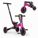 4-in-1 Kids Tricycle Foldable Toddler Balance Bike with Parent Push Handle Pink
