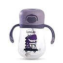 LuvLap Baby Bite Resistant Soft Silicone Straw Sipper Cup with Handle, with Weighted Straw, Sippy Cup with Anti Spill Lock, BPA Free, 6m+, 300 ml, Purple