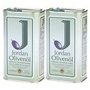 Jordan Olivenöl - Natives Olivenöl Extra 2 x 1Liter - von der griechischen Insel Lesbos - traditionelle Handernte - Kaltextraktion am Tag der Ernte - Kanister im Retro-Design mit Ausgießer