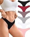 CUTE BYTE Cotton Thongs for Women Sexy Ladies Panties Breathable Stretch Hipster Cotton Underwear 6 Pack XS-XL