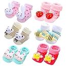 FedMois 6 pairs Baby 3D Cartoon Anti-Skid Booties Socks Slippers Shoes, Girls, 9-18 Months