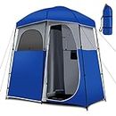 Tangkula Double-Room Shower Tent, Oversize Space Privacy Tent for Camping with Floor, Portable Camping Changing Tent with Removable Rain Fly, Storage Bag for Dressing, Toilet