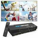 NIERBO HDMI Quad Multi-Viewer 4 in 1 Out HDMI Switcher 1080P HDMI with VGA Port for PC/STB/DVD