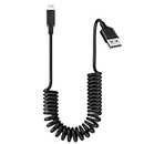Yellowknife 3.3ft Flexible Coil Lightning Cable for Car, Lightning Cable Certified for iPhone 6s Plus 6 Plus 5s 5c 5 SE, iPad Pro Air 2 Mini 2 4 - Black