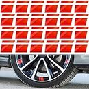 24 Pcs Wheel Rims Decal Stripes Reflective Car Stickers Wheel Hub Stickers Automotive Decals for 18-21 Inch Wheels Tire Rim Safety Automotive Exterior Accessories (Red)