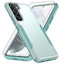 Asuwish Phone Case for Samsung Galaxy S22 Plus 5G with Screen Protector Cover and Slim Hybrid Full Body Protective Cell Accessories Gaxaly S22+5G Galaxies S22plus 22S + S 22 22+ G5 Women Men Green