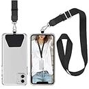 takyu Phone Lanyard Neck Strap, Adjustable Phone Neckstrap with 2 Adhesive Phone Lanyard Tethers Compatible with iPhone Samsung Galaxy and Most Smartphone Black