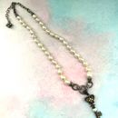 Vintage Barbara Bixby Skelett Schlüssel Kultivierte Perle Halskette Sterlingsilber 925 & 18k