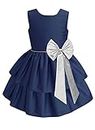 A.T.U.N Girl's Synthetic Skater Knee-Long Dress (GDRS CAM NVS_Navy-Silver_4-5 YR)