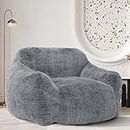 Homguava Giant Bean Bag Chair,Bean Bag Sofa Chair with Armrests, Bean Bag Couch Stuffed High-Density Foam, Plush Lazy Sofa Comfy Chair,Large BeanBag Chair for Adults in Livingroom,Bedroom (Grey)