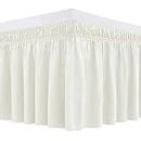 Biscaynebay Wrap Around Bed Skirts for Queen Size Beds 18" Long Drop, Ivory Adjustable Elastic Dust Ruffles Easy Fit Wrinkle Resistant Silky Luxurious Fabric Machine Washable