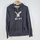 American Eagle outfitters mens jacket size S charcoal grey zip hooded 044446