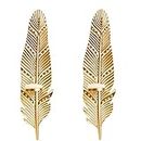 AMIJOUX Wall Sconce Candle Holder, Gold Set of 2 Wall-Mount Metal Candle Sconces, Feather Design Tea Light Candle Holder Wall Art Decor for Home Living Room Bathroom Dining Room Office Farmhouse