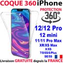 COQUE POUR IPHONE 12 PRO MAX 11 XR 360 FULL PROTECTION INTÉGRALE SILICONE SOUPLE