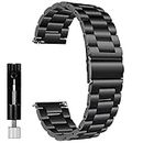 Holdfast Replacement Metal Watch Straps For Men and Women With Adjustment Tool. Stainless Steel in Black Fits Most 20mm Watches. Compatible with Galaxy Watch 42mm, Amazfit Bit, Samsung Gear S2