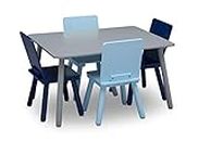 DELTA CHILDREN Kids Table and Chair Set (4 Chairs Included) - Ideal for Arts & Crafts, Snack Time, Homeschooling, Homework & More - Greenguard Gold Certified, Grey/Blue