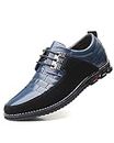 Men’s Oxford Derby Orthopedic Leather Shoes Casual Dress Sneakers Formal Business Loafers Comfortable Walking Driving Shoes, Blue, 6.5 Wide