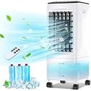 Mobile Air Conditioner, 3 in 1 Evaporative Air Cooler, Humidifier, Fan, 3 Wind Speeds, 5.5L Water Tank, 8M Remote Control, 1-7H Timer, Portable Cooler Fan with 3 Ice Boxes, for Home Office Dorm