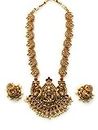 Sasitrends Traditional Ethnic Gold Plated Short Necklace Temple Jewellery Set for Women & Girls