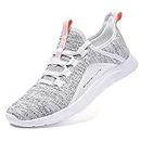 ALEADER Women's Energycloud Slip On Walking Shoes Pure Running Shoes for Gym Workout Treadmill Running Errands White Gray Size 8 US