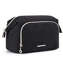BAGSMART Travel Makeup Bag, Cosmetic Bag Make Up Organizer Case,Large Wide-open Pouch for Women Purse for Toiletries Accessories Brushes Black