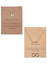 Fashion Frill Charming Infinity Butterfly Gold Plated Pendant Necklace For Women Girls Combo of 2