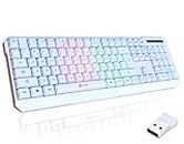 KLIM Chroma Wireless Gaming Keyboard RGB - New 2024 - Long-Lasting Rechargeable Battery - Quick & Quiet Typing - Water Resistant Backlit Wireless Keyboard - Teclado Gamer - PC PS5 PS4 Xbox One Mac