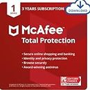 McAfee Total Protection 2024 | 1 Device, 3 Year | Antivirus Internet Security Software | Password Manager & Dark Web Monitoring Included | PC/Mac/Android/iOS | Email Delivery