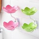 divinezon Wall- Mounted Drain Soap Box Double Layer Lotus Flower Shaped Soap Tray, Plastic, Multicolor