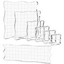 Briartw 7 Pieces Acrylic Stamp Block Clear Stamping Tools Set with Grid Lines for Scrapbooking Crafts Card Making,Clear Acrylic Stamp Block Kit with Grid Lines,Scalloped Edges,Thickness 8mm