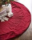 Balsam Hill Berkshire Channel Stitch Tree Skirt, 72 inches, Cardinal Red