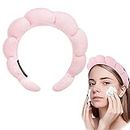 Mimi and Co Spa Headband for Women - Sponge & Terry Towel Cloth Fabric Head Band for Skincare, Makeup Puffy Spa Headband, Soft & Absorbent Material, Hair Accessories (Pink)
